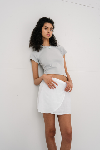 Elisa Wrap Skirt in White · effortless scandi skirt for women from ITS MAY