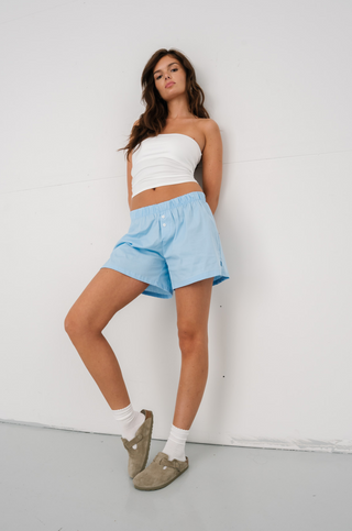 Milo Boxer Shorts in Blue · effortless scandi shorts for women from ITS MAY