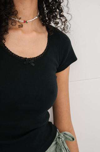 Lace t-shirt in Black · effortless scandi t-shirt for women from ITS MAY