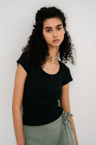Lace t-shirt in Black · effortless scandi t-shirt for women from ITS MAY
