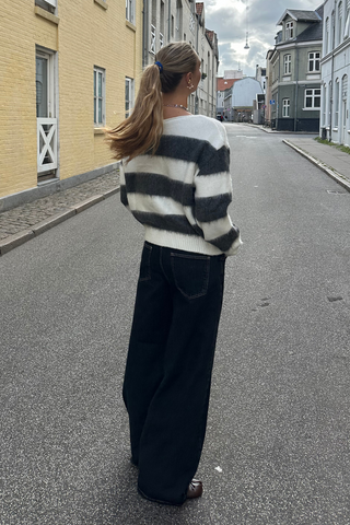 Celina Striped Knitted Sweater in White/Grey · effortless scandi knitwear for women from ITS MAY
