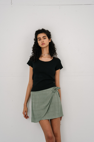 Elisa Wrap Skirt in Khaki · effortless scandi skirt for women from ITS MAY