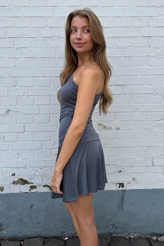 Valentina One Shoulder Dress in Grey · effortless scandi dress for women from ITS MAY