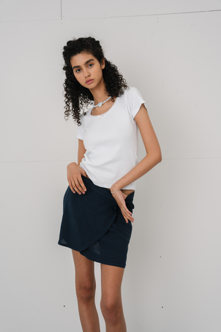 Elisa Wrap Skirt in Blue · effortless scandi skirt for women from ITS MAY
