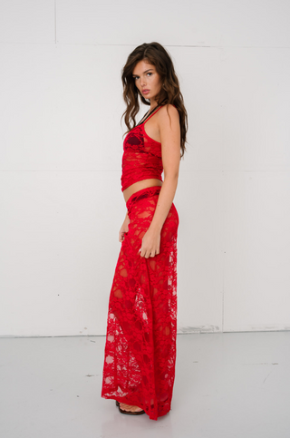 Florence Lace Skirt in Red · effortless scandi skirt for women from ITS MAY