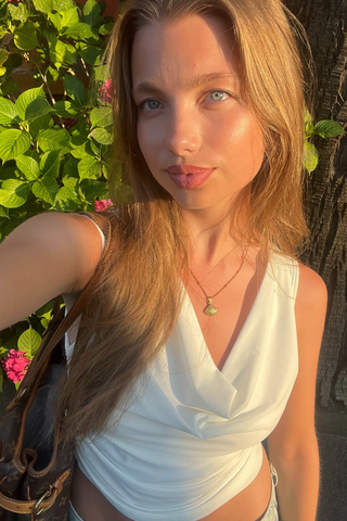 Dahlia Waterfall Top in White · effortless scandi t-shirt for women from ITS MAY