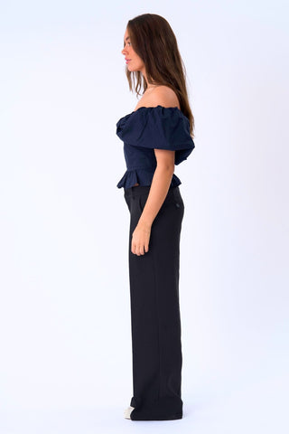 Serena Top in Navy · effortless scandi formal shirts & blouses for women from ITS MAY