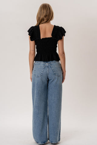 Honey Ruffle Top in Black · effortless scandi top for women from ITS MAY