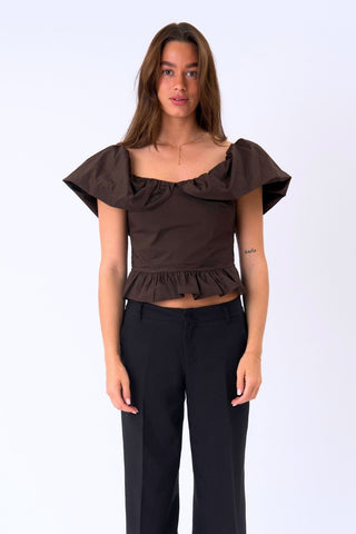 Serena Top in Brown · effortless scandi formal shirts & blouses for women from ITS MAY