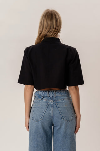 Noemi Short Shirt in Black · effortless scandi formal shirts & blouses for women from ITS MAY
