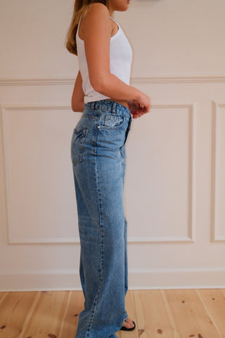 Angelina Loose Jeans in Medium Blue · effortless scandi jeans for women from ITS MAY