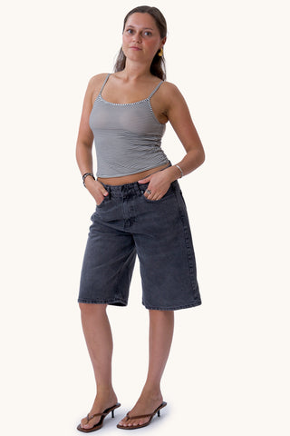 Evelina Top - Dark Grey/White