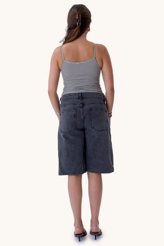 Evelina Top - Dark Grey/White