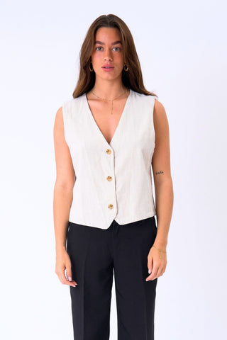 Elle Vest in Sand · effortless scandi vest for women from ITS MAY
