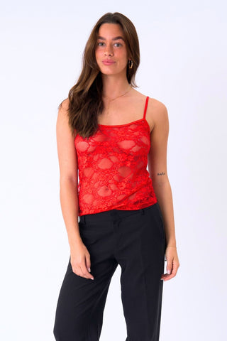 Florence Lace Top in Red · effortless scandi top for women from ITS MAY
