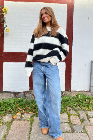 Celina Striped Knitted Sweater in White/Black · effortless scandi knitwear for women from ITS MAY