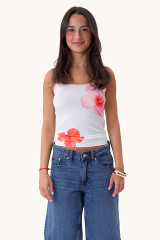 Vittoria Flower Top - White/Rose