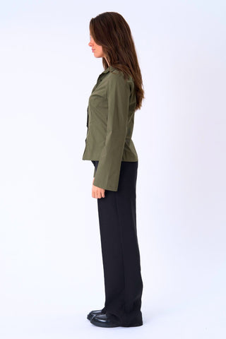 Andrea Shirt in Khaki · effortless scandi formal shirts & blouses for women from ITS MAY