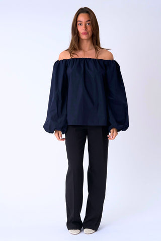 Lia Top in Navy · effortless scandi formal shirts & blouses for women from ITS MAY