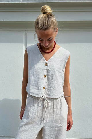 Elle Vest in Sand · effortless scandi vest for women from ITS MAY
