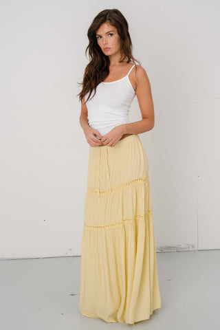Alma Maxi Skirt in Dusty Yellow · effortless scandi skirt for women from ITS MAY