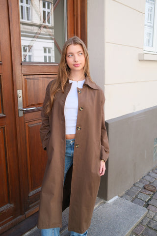 Harper Trench Coat in Brown · effortless scandi jacket for women from ITS MAY