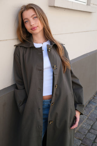 Harper Trench Coat in Olive · effortless scandi jacket for women from ITS MAY