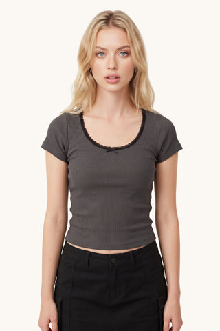Lace T-shirt - Dark Grey
