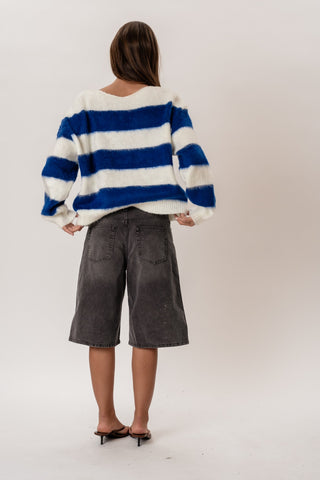Celina Striped Knitted Sweater in White/Navy · effortless scandi knitwear for women from ITS MAY