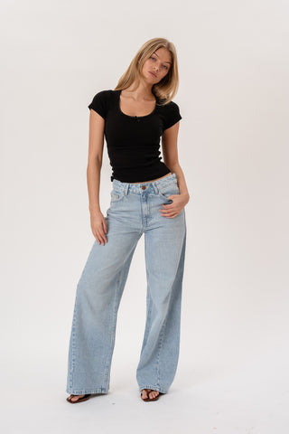 Palmira Baggy Jeans in Medium Blue · effortless scandi jeans for women from ITS MAY