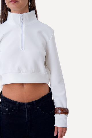 Zenia Half Zip - White