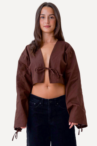 Leonora Tie Blouse - Brown