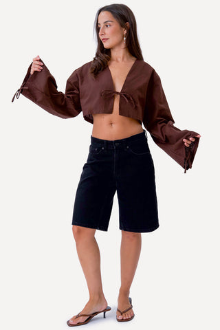 Leonora Tie Blouse - Brown