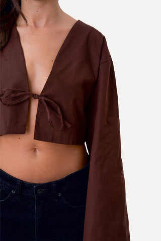 Leonora Tie Blouse - Brown