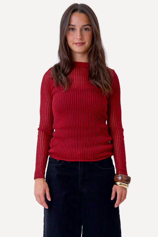 Caterina Knit Blouse - Bordeaux