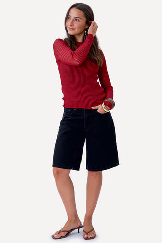 Caterina Knit Blouse - Bordeaux