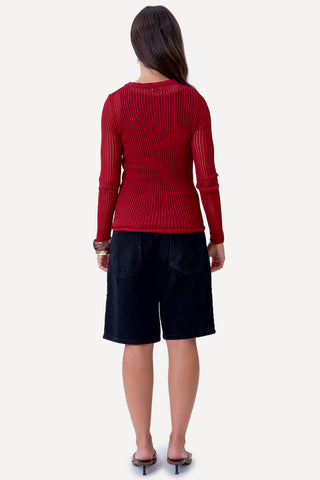 Caterina Knit Blouse - Bordeaux